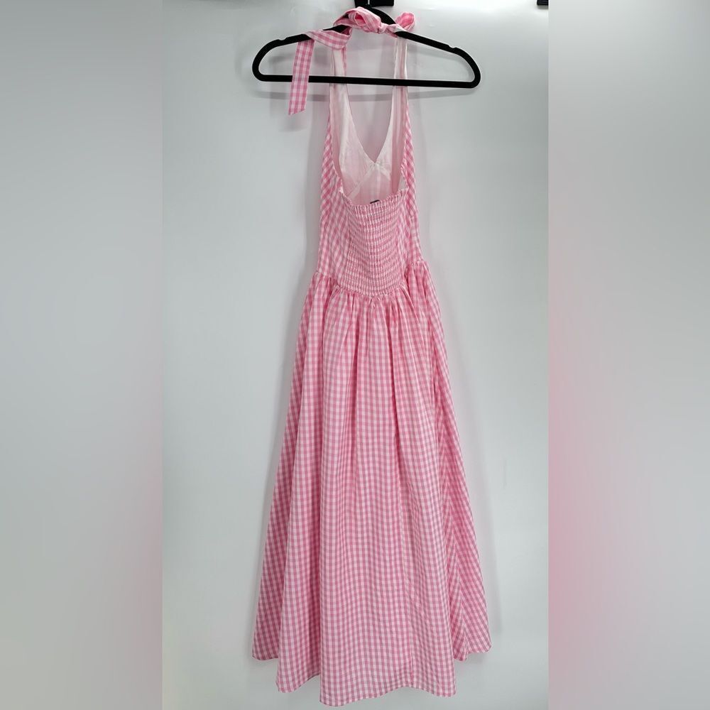 RUNAWAY THE LABEL Alicia Midi Length Halter Dress in Pink Gingham Size XS - Picture 6 of 8